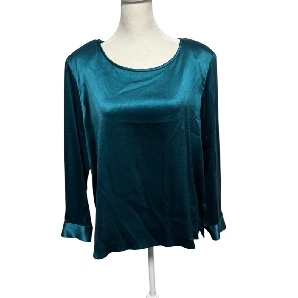 Custom Made Elegant Teal Women's Top in Silk Charmeuse. Size L. VGUC